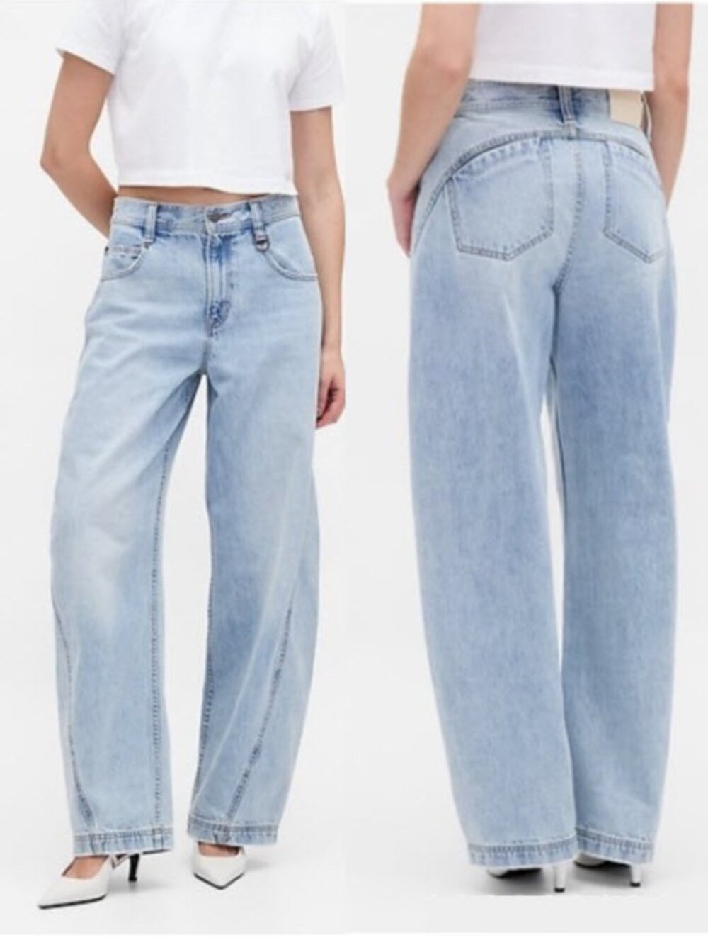 GAP x BÉIS Barrel Jeans NWOT High Rise Light Wash Denim Size 29 Wide Leg